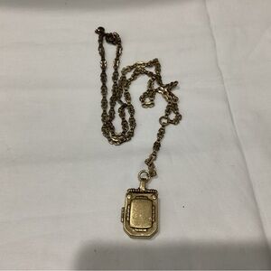 Vintage J Crew brass locket longer necklace.